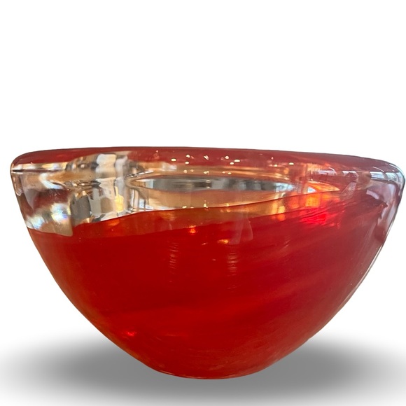 Kosta Boda Sweden Red Swirl Atoll Votive Candle Holder - Anna Ehrner - Picture 2 of 12